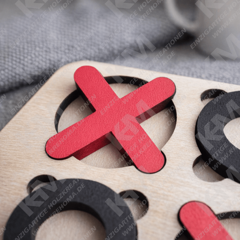 Holz Tic‑Tac‑Toe Familienspiel aus Lindensperrholz – Klassisches Drei‑Gewinnt, perfektes Geschenk