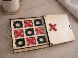 Holz Tic‑Tac‑Toe Familienspiel aus Lindensperrholz – Klassisches Drei‑Gewinnt, perfektes Geschenk