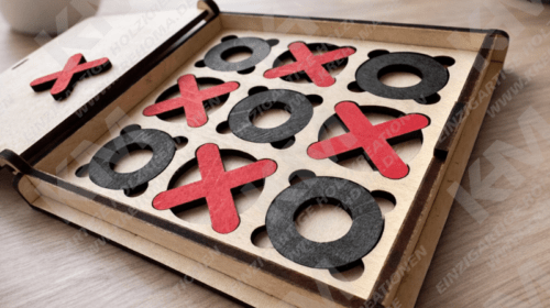 Holz Tic‑Tac‑Toe Familienspiel aus Lindensperrholz – Klassisches Drei‑Gewinnt, perfektes Geschenk