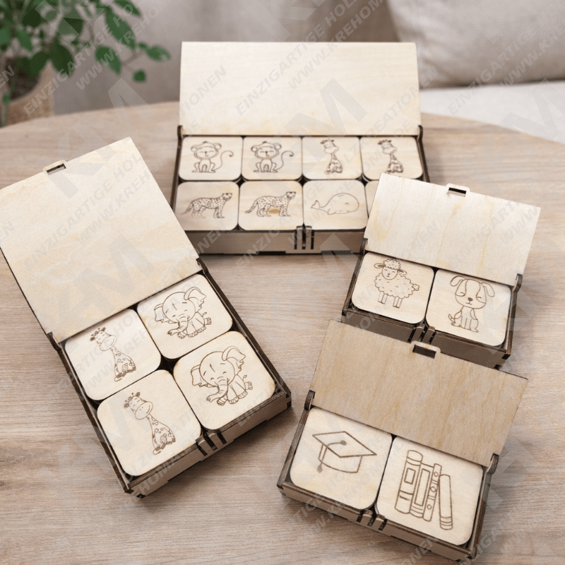 Memo‑Match Holz‑Gedächtnisspiel – Klassisches Memory mit Box, perfekt für Kinder & Familie