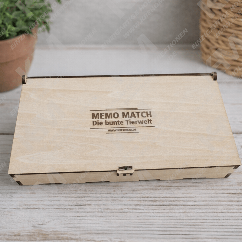 Memo‑Match Holz‑Gedächtnisspiel – Klassisches Memory mit Box, perfekt für Kinder & Familie