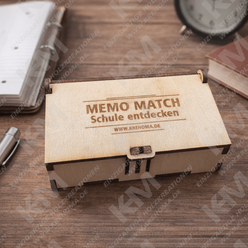 Memo‑Match Holz‑Gedächtnisspiel – Klassisches Memory mit Box, perfekt für Kinder & Familie