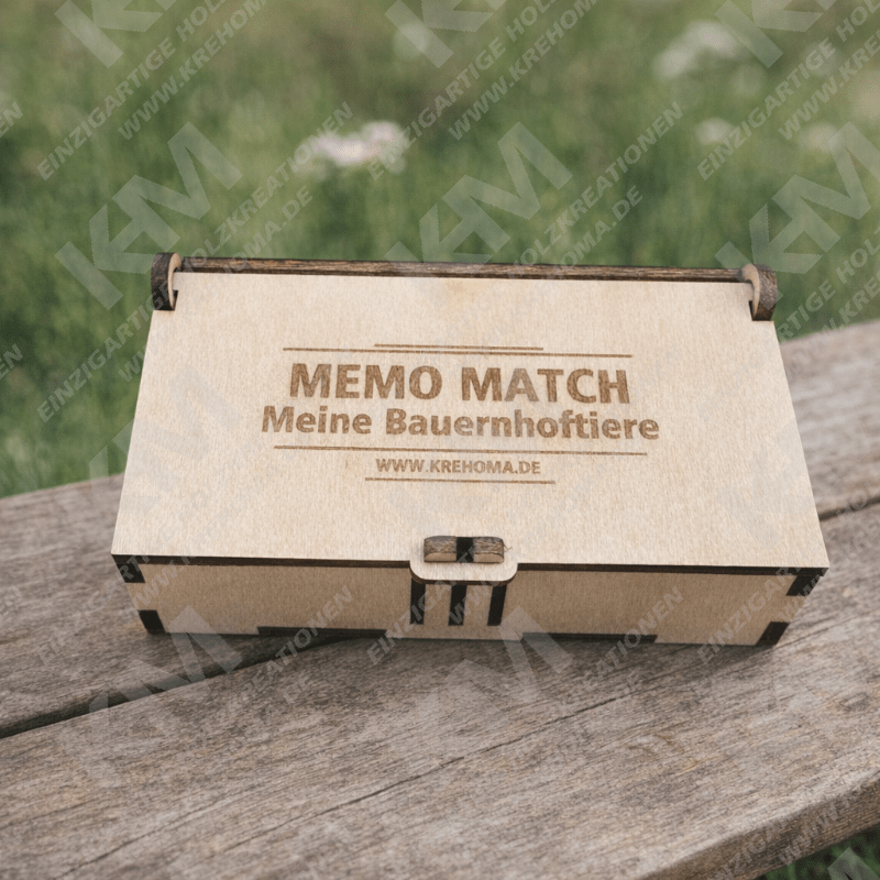 Memo‑Match Holz‑Gedächtnisspiel – Klassisches Memory mit Box, perfekt für Kinder & Familie
