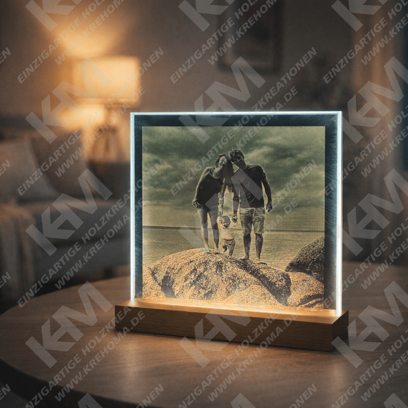 Eleganter Spiegel 15x15 cm mit individueller Gravur – Bild oder Text nach Wunsch