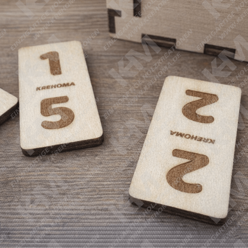 Holz‑Domino‑Spiel – Klassisches Familienspiel mit Box & Domino‑Steine