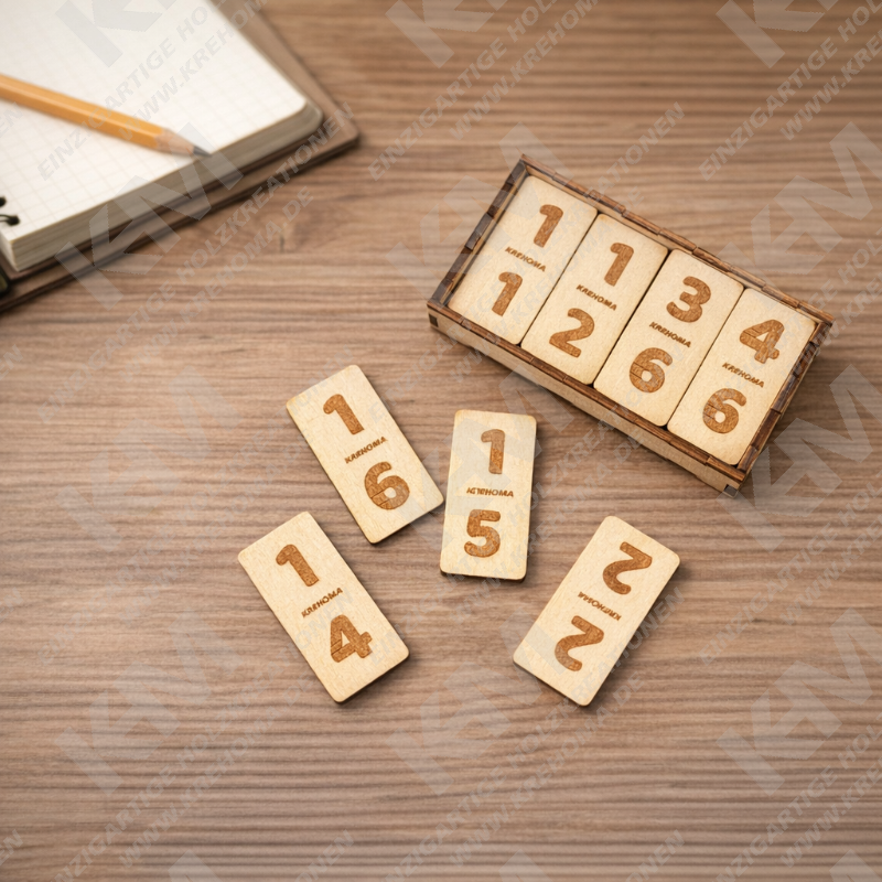 Holz‑Domino‑Spiel – Klassisches Familienspiel mit Box & Domino‑Steine