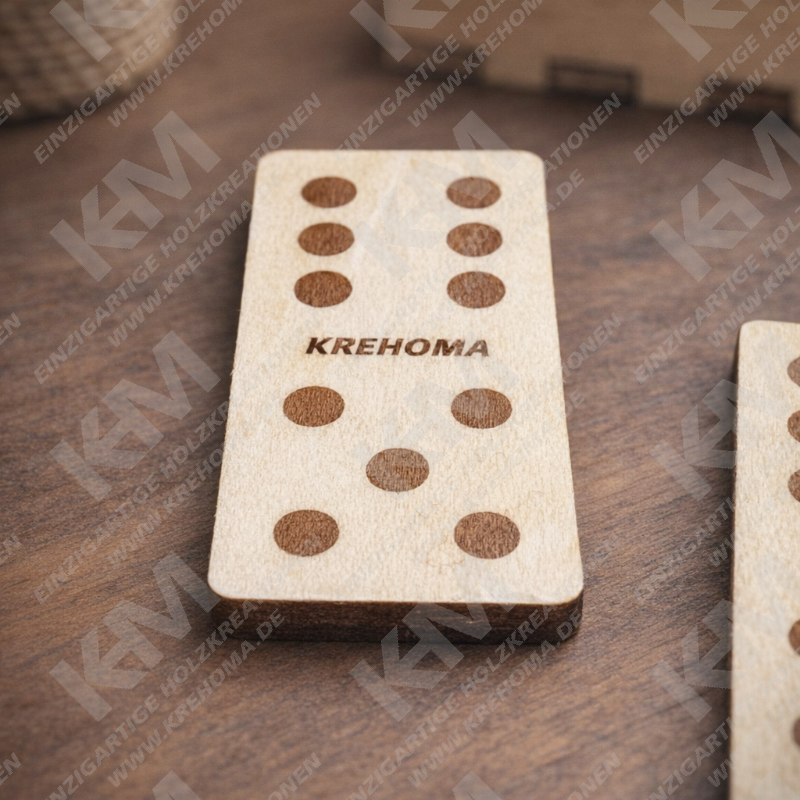 Holz‑Domino‑Spiel – Klassisches Familienspiel mit Box & Domino‑Steine