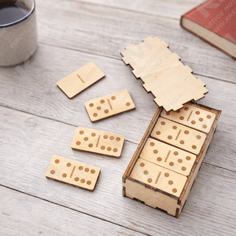 Holz‑Domino‑Spiel – Klassisches Familienspiel mit Box & Domino‑Steine