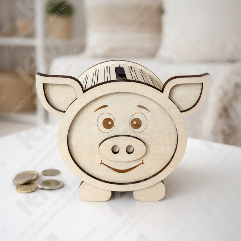 Personalisierte Holz-Spardose Schweinchen mit Namen – süßes Sparschwein Geschenk