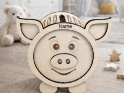 Personalisierte Holz-Spardose Schweinchen mit Namen – süßes Sparschwein Geschenk