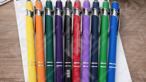 Personalisierter Gummierter Stylus Kugelschreiber mit Gravur