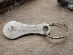 Personalisierbarer Einkaufswagenlöser aus Edelstahl – Schlüsselanhänger Alltagshelfer
