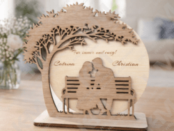 Liebespaar Holzaufsteller personalisiert mit Namensgravur