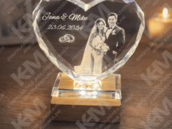 Personalisierte 3D Herzglas-Gravur mit LED – Dein Foto & Wunschtext – perfektes Geschenk zur Hochzeit & besonderen Anlässen