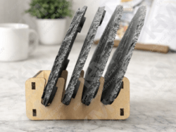 Personalisierte Schieferuntersetzer im Halter | Untersetzer Set mit Gravur – Deko & Geschenkidee